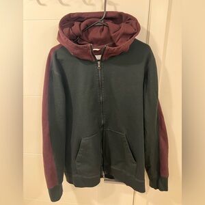 Reigning Champ Burgundy and Green Hoodie